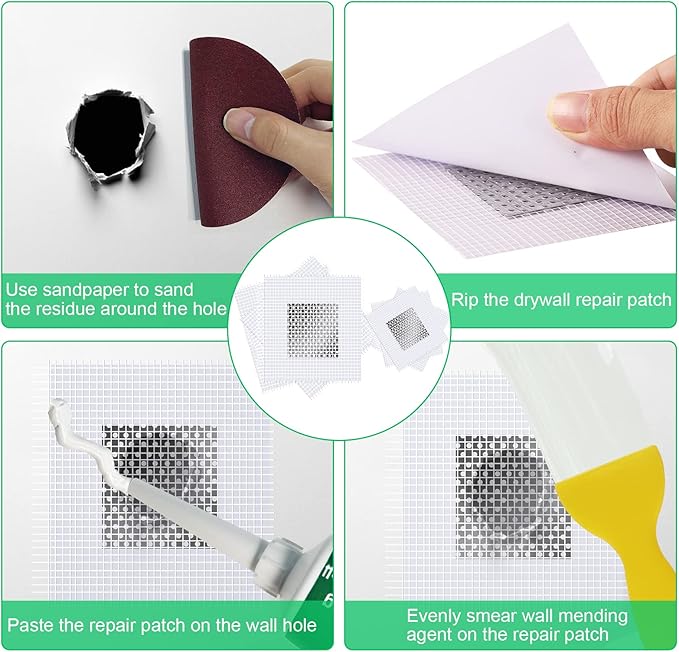 Drywall Repair Kit, 2 Pcs Spackle Wall Repair Patch Kit with Scraper, Wall Mending Agent Large Hole Drywall Patch, Easy to Fill Holes in Home Wall and Quick Repair Crack, Plaster Wall Repair