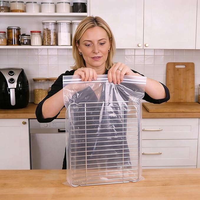 10 PCS No Scrub Oven Rack Cleaning Bags – Thickened Reusable Leak-Resistant PE Bags for Deep Soaking Grill Grates, Heavy-Duty Cleaning Bags for BBQ Grills,Metal Grates (19.6 × 27.5 in)