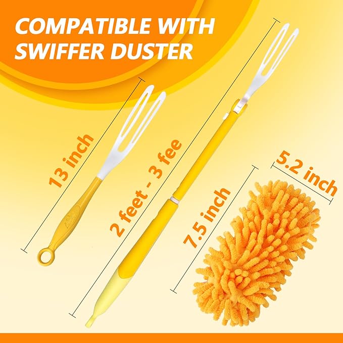 Reusable Duster Refill Compatible with Swiffer Duster Kit - Pet Heavy Duty Duster Refills Fit for Swiffer Extended Handle Duster - Microfiber 360 Duster Refills for Dusting Cleaning, 8 Pack