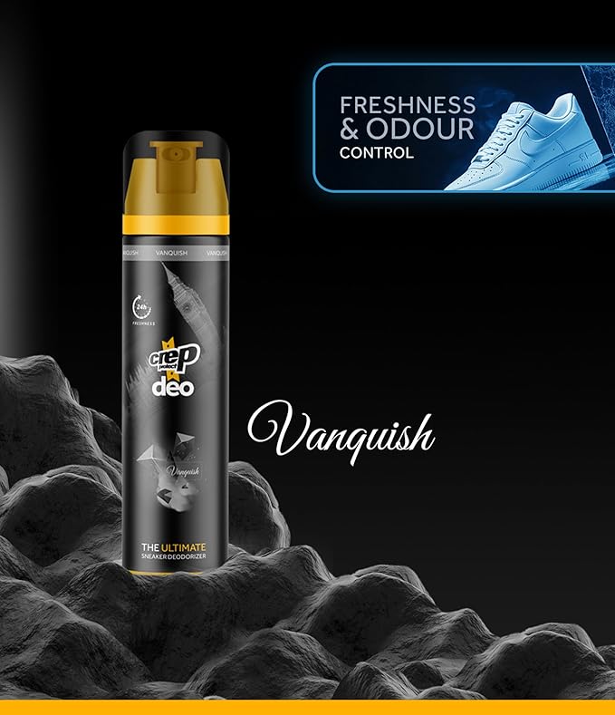Crep Protect Shoe Deodorizer Spray - Foot & Shoe Odor Eliminator for Smelly Shoes, Sneakers, Boots, Suede & Nubuck - 24-Hour Freshness, Refreshing Scent (Vanquish, 5.07oz)