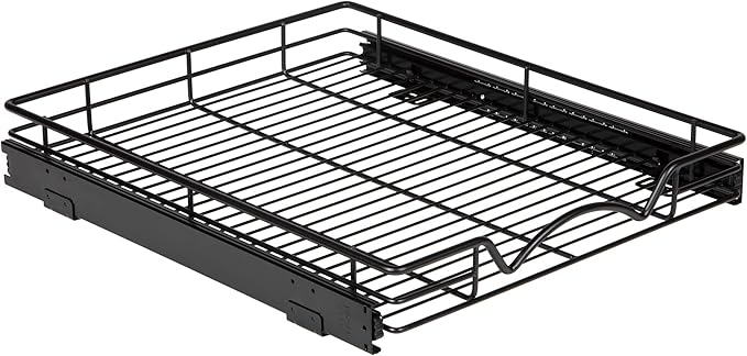 HOLDN’ STORAGE Pull Out Cabinet Organizer, Heavy Duty Caddy w/Lifetime Limited Warranty -17”W x 21”D - Requires At Least 18-1/4” Cabinet Opening, Steel Metal Cabinet Drawers Slide Out, Black