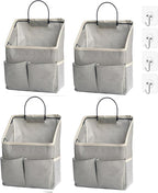 4pcs Wall Hanging Storage Bag,Wall Hanging Organizer bags with Pockets, Wall Organizer Storage for Dormitory Bathroom Bedroom (Grey-upgraded)