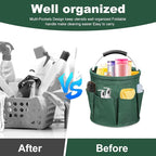 Qivine 17L Cleaning Caddy with Handle, Cleaning Supply Caddy, Foldable Tool Bag Cleaning Products Organizer, Portable Cleaning Bucket Caddy for Cleaning Supplies (Green)