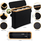 Toilet Paper Storage Basket with Lid, Bamboo Toilet Paper Storage Holder Stand Organizer for Bathroom, Toilet Paper Storage Box Container with Handle, Tissue Storage Bin for Small Place Closet, Black