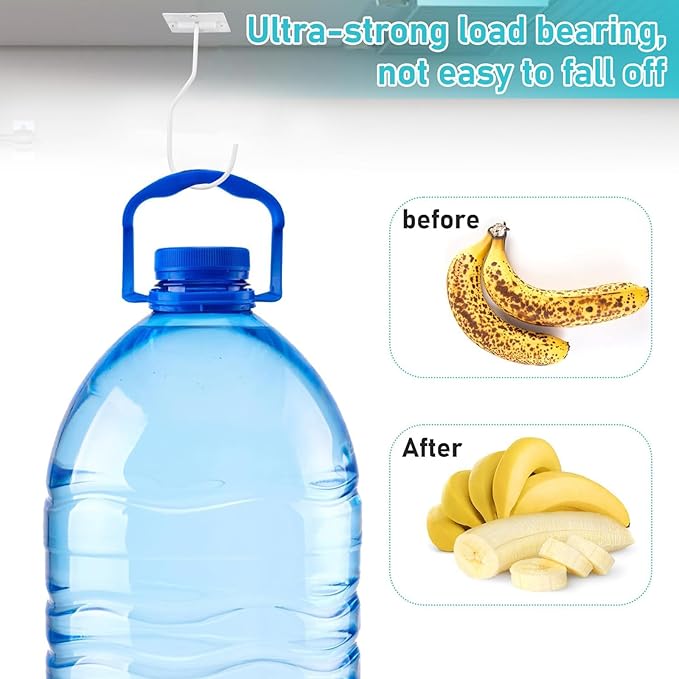 Self-Adhesive Banana Hooks, Foldable Magnetic Hanger Under Cabinet, Sturdy Metal Banana Holder for Kitchen, Space-Saving Design to Keep Bananas Fresh 3 Pieces White