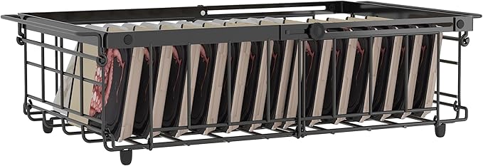 UMDONX Freezer Organizer Bins – Expandable from 11.2" to 17.7", Fit 5–10 Cu.Ft Chest Freezer, Hanging Storage Baskets for Deep Freezer, Easy Slide Access, 1 Pack (Black)