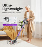 DEVOAC Cordless Vacuum Cleaner, Ultra-Lightweight Stick Vacuum, 2200mAh Battery Up to 40mins Runtime, 6 in 1 Powerful Handheld Vacuum for Home Hard Floor Carpet Pet Hair (Purple)