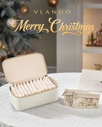 Vlando Jewelry Travel Case,Travel Jewelry Organizer with Clear Velvet Jewelry Bags Zipper Pouch for Women Girl Gift-12Pcs White