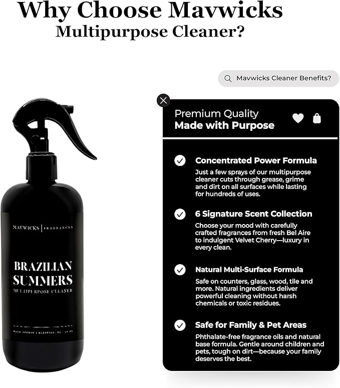 Fragrances All Purpose Cleaner Spray (Brazilian Summers) 16 Oz – Multipurpose Surface Cleaning Spray for Kitchen, Bathroom, Floors and Counters, Home and Office, Natural and Non-Toxic