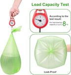 Inwaysin 200 Count 2.6 Gallon Plant Starch Based Bathroom Trash Bags, Strong, Unscented, Expanded, Green, 10L