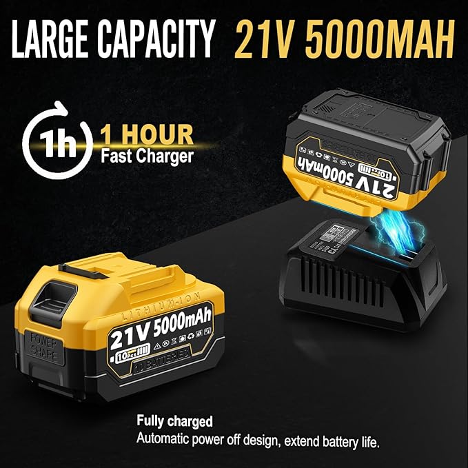 Powerful Cordless Tiller Cultivator with 720RPM Brushless Motor, 2x5.0Ah Batteries&1.5A Fast Charger, 10In Tilling Width and 7In Depth, Super Power Electric Garden Tiller Battery Powered