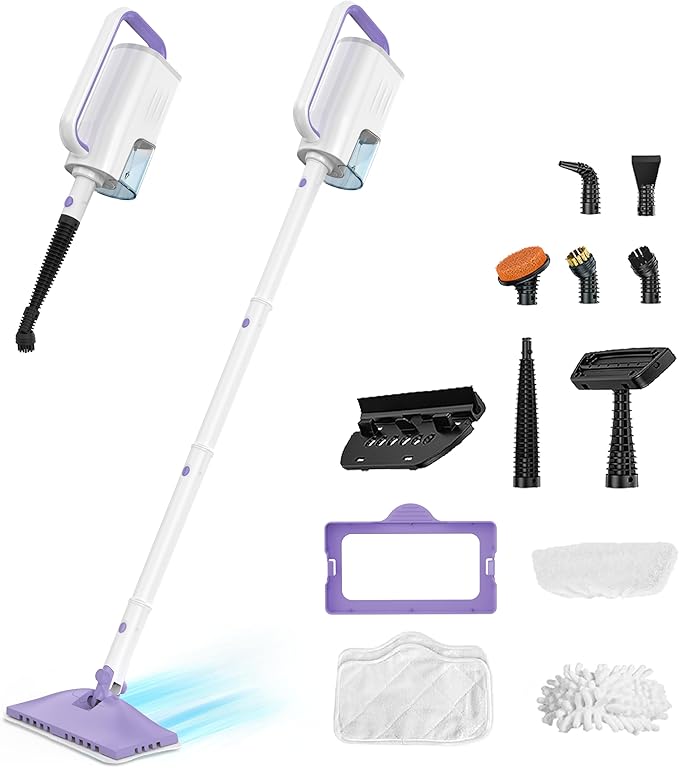Steam Mop, All-in-One Powerful Handheld Steam Cleaner with 2 Levels Steam Mode, 350ML Tank, 23FT Cord, Quick-Heating Steam Mop Cleaner for Home and Floor Carpet Kitchen Bath Cleaning