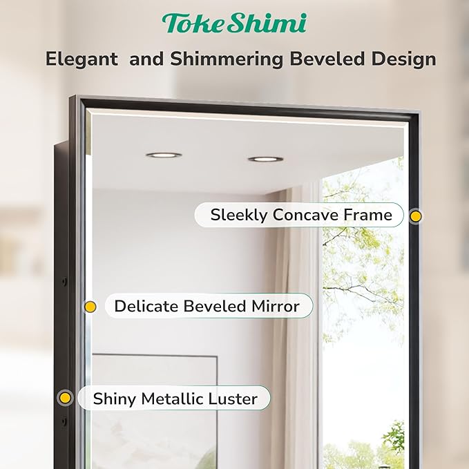 TokeShimi 40x30 Beveled Mirror with Storage Bathroom, Black Recessed Medicine Cabinet with Mirror Aluminum, Wall Mount Metal Recessed Medicine Cabinets for Bathroom
