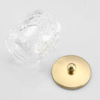 Clear Transparent Apothecary Floral Embossed Glass Jar With Gold Metal Lid Cover for Bathroom Organization, Cotton Balls, Q Tips, and Small Accessories, Bathroom Storage