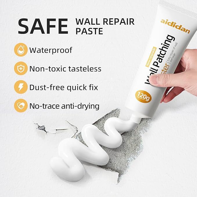 2pcs Drywall Repair Kit Hole Repair Patch Kits Wall Spackle Repair Paste Wall Mending Agent Quick Fix Solution for Home Wall, White Repair Putty Plaster Dent & Wood Scratch Repair