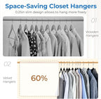 Smartor Black Velvet Hangers 50 Pack, Non Slip Clothes Hangers with Shoulder Notches, Premium Slim Space Saving Felt Hanger for Closet Organizers and Storage, Heavy Duty Hanger for Coat