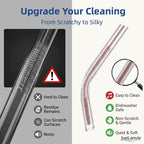 2-in-1 Dual-Head Straw Brush, Silicone Cleaning Brush for Straws & Lid Gaps, Long Flexible for Tumblers & Bottles, Non-Slip Handle, No-Scratch, 2 Pack (6mm & 9mm), Durable & Reusable (Dusty Rose)