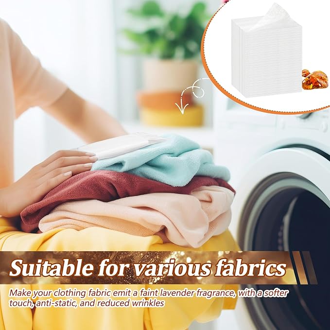 600 Count Dryer Sheets Bulk Fabric Softener Amber Scent Dryer Sheets Naturally Softens and Removes Static Cling, Ideal for Large Households, Sensitive Skin