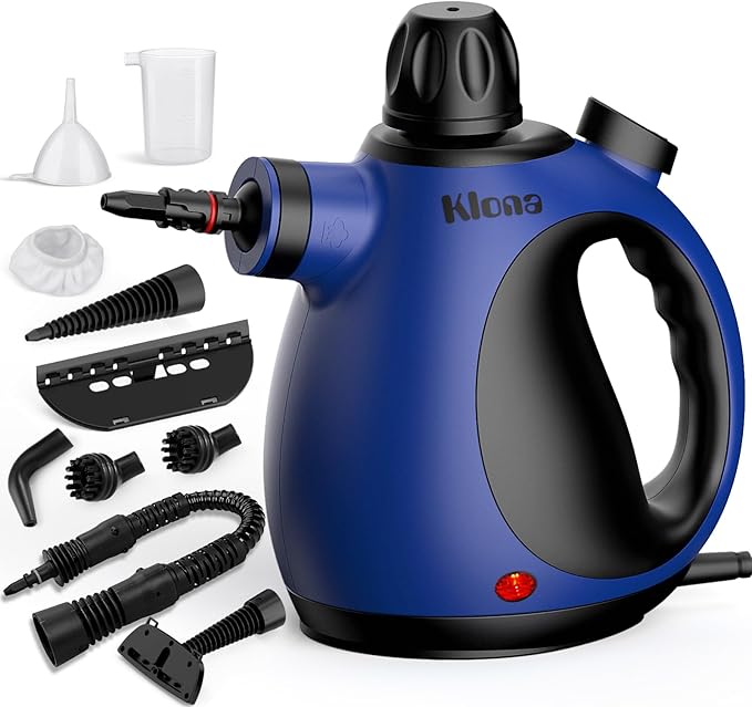 Klona Steam Cleaner, Multi-Purpose Handheld with 10 Accessories for Removing Steam Cleaner for All Dirt, Upholstery Furniture, Sofa, Tiles, Floor, Window, Car, Upholstery, Bathroom