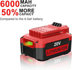 2Pack 20V 6.0Ah Lithium Battery Replacement for Craftsman CMCB202 CMCB204 CMCB0206 and CMCB104 Charger Replacement for Craftsman Compatible with V20 Tools