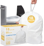 18 Gallon Compactor Kitchen Trash Bags 1.2 Mil THICK Heavy Duty 50 Count with Reinforced Drawstring | Perfect Fit for 18 Gallon & Most Kitchen Compactors | Tear & Leak Resistant