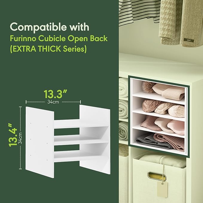 Furinno Cubicle 3-Shelf File Organizer Cube Insert (Does not fit IKEA Kallax Shelving), Black Dark Oak