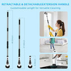 White Electric Spin Scrubber, Cordless Spin Scrubber with 8 Replaceable Brush Heads, Electric Scrub Brush with Adjustable Extension Handle, Electric Cleaning Brush for Bathroom, Tile and Bathtub