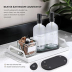 Glass Soap Dispenser - Dish Soap Dispenser for Kitchen, Hand Soap Dispenser Set, Bathroom Soap Dispenser with 304 Rust Proof Pump, Soap Dispenser for Kitchen with Tray, Clear Bottle/Black Pump