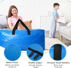 8 Pack Heavy Duty Extra Large Moving Bags Storage Tote - Strong Handles& Backpack Straps - Space Saving Storage Bags Alternative to Moving Boxes and Bins,Compatible with Ikea Frakta Cart, Blue