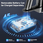 Cordless Vacuum Cleaner, 35Kpa Vacuum Cleaner for Home, 45Mins Stick Vacuum with LED Display, Anti-Tangle & Wall Mount Charging, 6 in 1 Lightweight Vacuum for Hard Floors, Carpet, Pet Hair (Black)