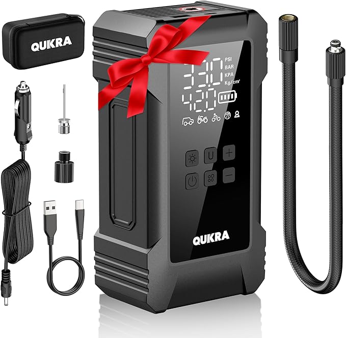 NW08 Tire Inflator Portable Air Compressor for Heavy-duty Vehicle, Dual Cylinder Cordless Air Pump for Car Tires with 12000mAh Battery Capacity, 4× Faster 150PSI Car Tire Pump for SUV, Truck, Pickup