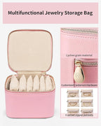 Vlando Jewelry Travel Case,Travel Jewelry Organizer with Clear Velvet Jewelry Bags 6Pcs Zipper Pouch for Women Girl Traveler Gift-Strawberry Pink