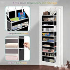 Over The Door Organizer Closet,5 Bins 10 Side Pockets,Hanging Organizer,Anti Tilt 44 lbs Load Door Organizers and Storage with Clear Window for Bedroom,Nursery,Rv,Bathroom,Camper(Pure Black)