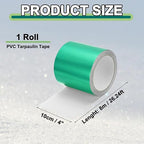 PATIKIL Awning Repair Tape 8m x 10cm Waterproof Canvas Tape High Adhesive Tear Repair Patch Kit for PVC Tarpaulin Tent Awning Fabric RV Sail Boat Cover, Green (4" x26.24ft)
