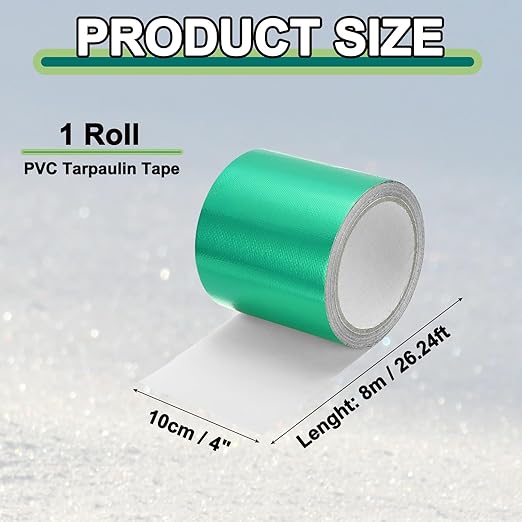 PATIKIL Awning Repair Tape 8m x 10cm Waterproof Canvas Tape High Adhesive Tear Repair Patch Kit for PVC Tarpaulin Tent Awning Fabric RV Sail Boat Cover, Green (4" x26.24ft)