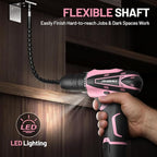 Cordless Drill Set, 12V Power Drill Kit with Battery and Charger, 3/8" Keyless Chuck, 25+1 Torque Setting, Built-in LED, Electric Driver Tool for Home DIY Projects (Pink)