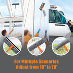 Window Cleaner Tool for Home, 3 in 1 Squeegee for Window Cleaning Kit for High Window with 1 Rotatable Head 3 Interchangeable Scrubber with Extension Pole ﻿