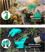 10Pcs Garden Tool Set, Heavy Duty Gardening Tools with Non-Slip Rubber Grip, Includes Shovel Trowel Fork Rake Gardening Gloves Organizer Handbag, Gifts for Women and Men