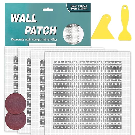 Drywall Repair Kit, Upgraded Size, 4pcs (10 x 10in) Large Hole Patch Kit, Self-Adhesive Fiberglass and Aluminum Sheet Metal Patch