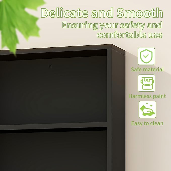 Wooden Bathroom Organizers, Over The Toilet Storage Cabinet with 2 Doors, Adjustable Shelves & Towel Bar, Wall Mounted Medicine Cabinet for Laundry with Mirror, Black