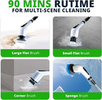 Versatile Depot Electric Spin Scrubber for Bathroom with 7 Replaceable Brush Heads – Power Scrubber with Adjustable Long Handle – Cordless Shower Cleaning Brush for Tile, Tub & Floor