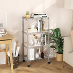 SINGAYE 4 Small Shelves Storage Shelf Wire Shelving Unit Metal Shelf Adjustable Organizers Storage Shelving with Wheels for Bathroom Laundry Room Kitchen Pantry