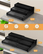 Spice Rack Organizer, 3 Tier Expandable Bamboo Spice Rack Organizer, Great for Kitchen Cabinet, Cupboard, Pantry and More-Black(2pack)