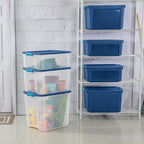 Sterilite 4-Pack Latch and Carry, Clear Plastic Storage Bins with Latching Lids and Full-Grip Handles, 27 Gallon