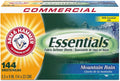 Arm & Hammer Essentials Dryer Sheets Professional, Mountain Rain, Box of 144 Sheets, (Case of 6)