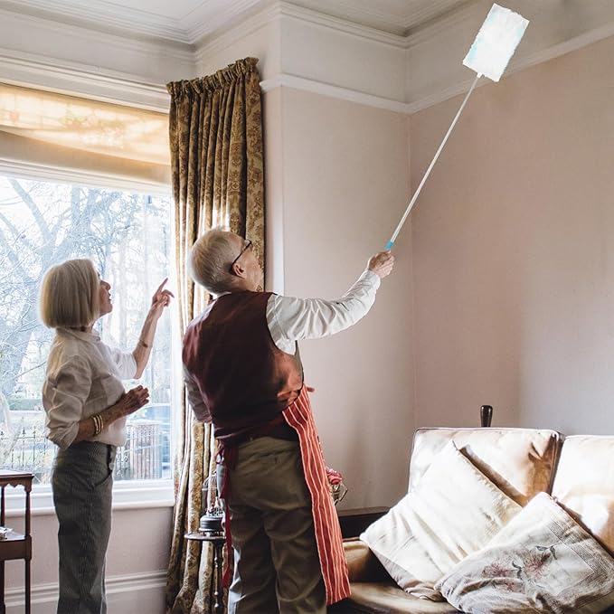 180° Microfiber Duster Refills with 5-Level Adjustable Telescopic Handle (12"-31"), 20 Count Heavy Duty for Swiffer Duster, Multi-Surface Dusters for Cleaning Furniture, Blinds, Electronics & Corners