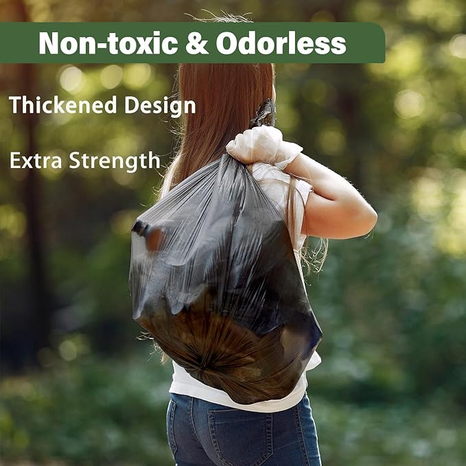 Jaoul Trash Bags 13 Gallon, Strong Tear & Leak Resistant Large Garbage Bags, 0.97 Mil Extra Strong Trash Bags for Kitchen, Bathroom, Office, Restroom, Car, Black, 100 Counts
