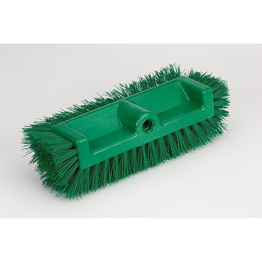 SPARTA Multi-Level Tile Scrub Brush 12" Wide Brush Head, Heavy-Duty Tile Cleaning Brush with End Bristles for Commercial Tiles, Tubs and Floor, Plastic, 12 Inches, Green