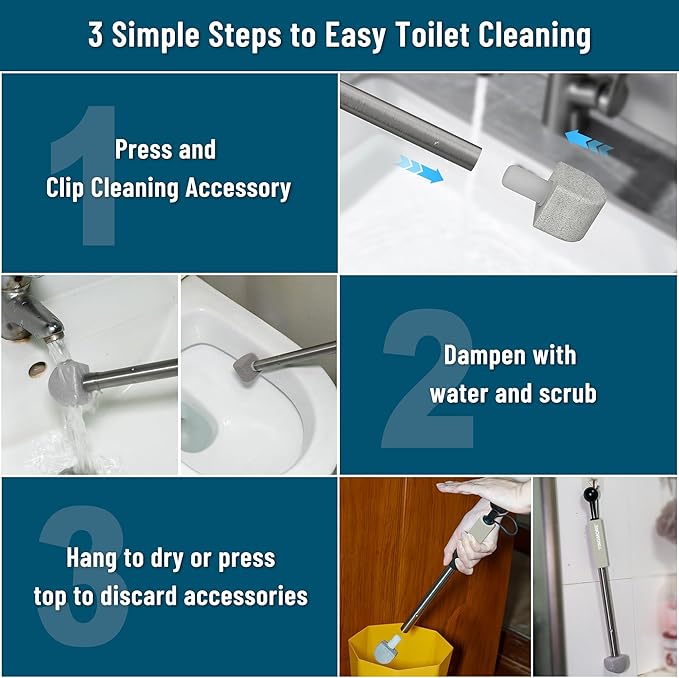 Pumice Stone for Toilet Cleaning,16.14In Extra Long Handle Toilet Pumice Stone Toilet Bowl Cleaner Brush Toilet Scrubber for Toilets Bathtubs Grills Sinks