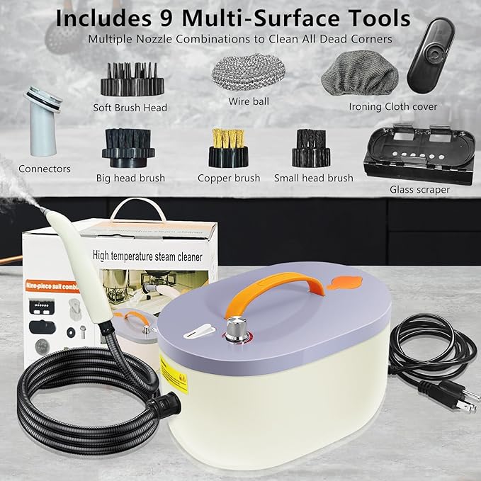 Steam Cleaner,1500W handheld pressurized steam cleaner,Portable Car Steamer for Auto Detailing,Steam Cleaner for Home,Steam Cleaning Machine for Furniture,Kitchen,Grout,Floor,Tile